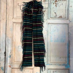 Cashmink Scarf by V. Fraas Navy with stripes and fringe